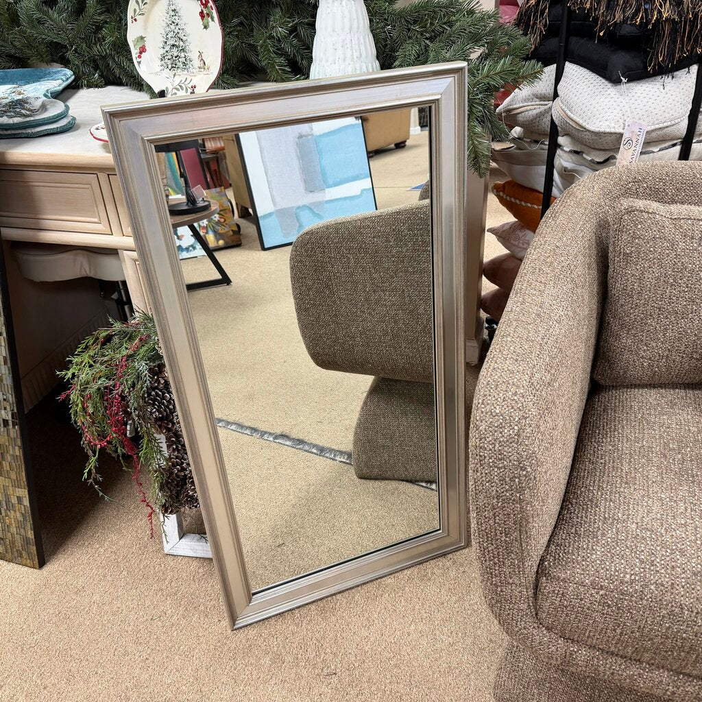 Brushed Silver Wood Framed Mirror