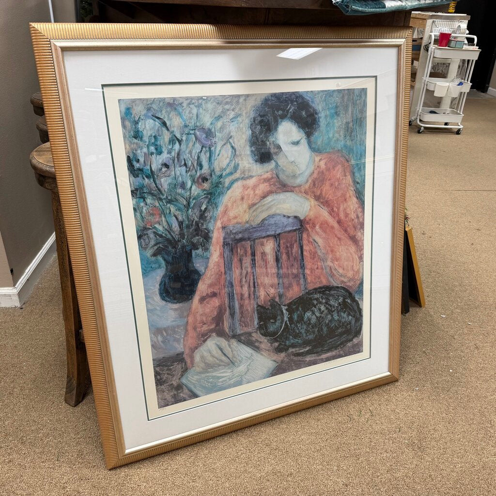 "Woman with Cat" Print