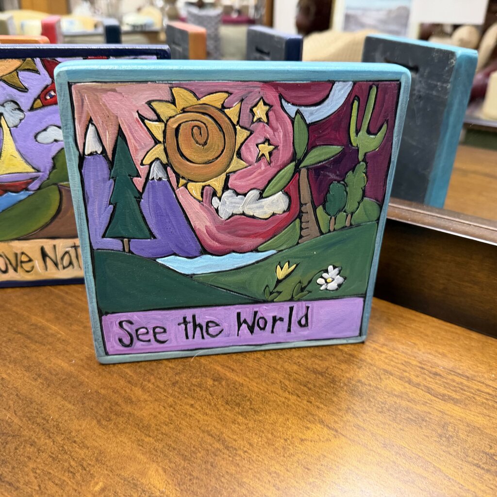 "See the World" Handmade Wood Wall Plaque