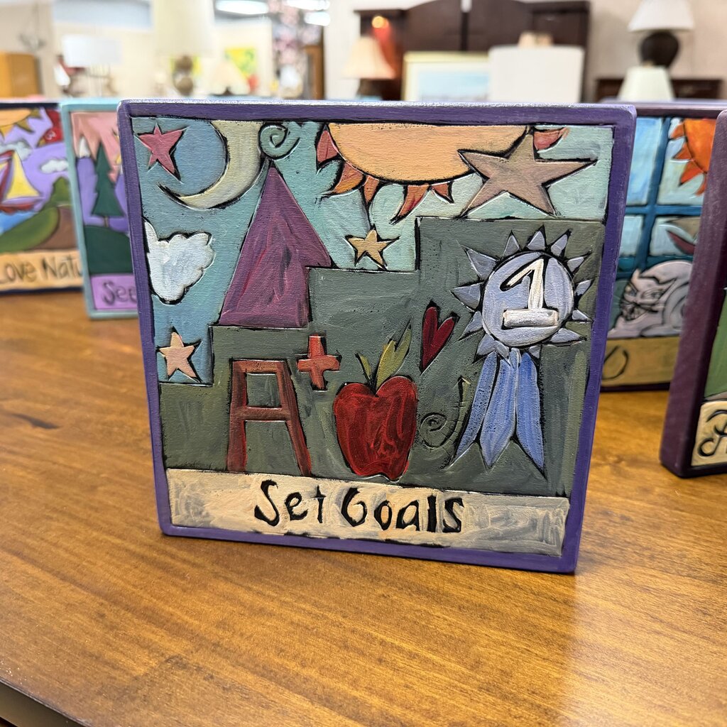 "Set Goals" Handmade Wood Wall Plaque