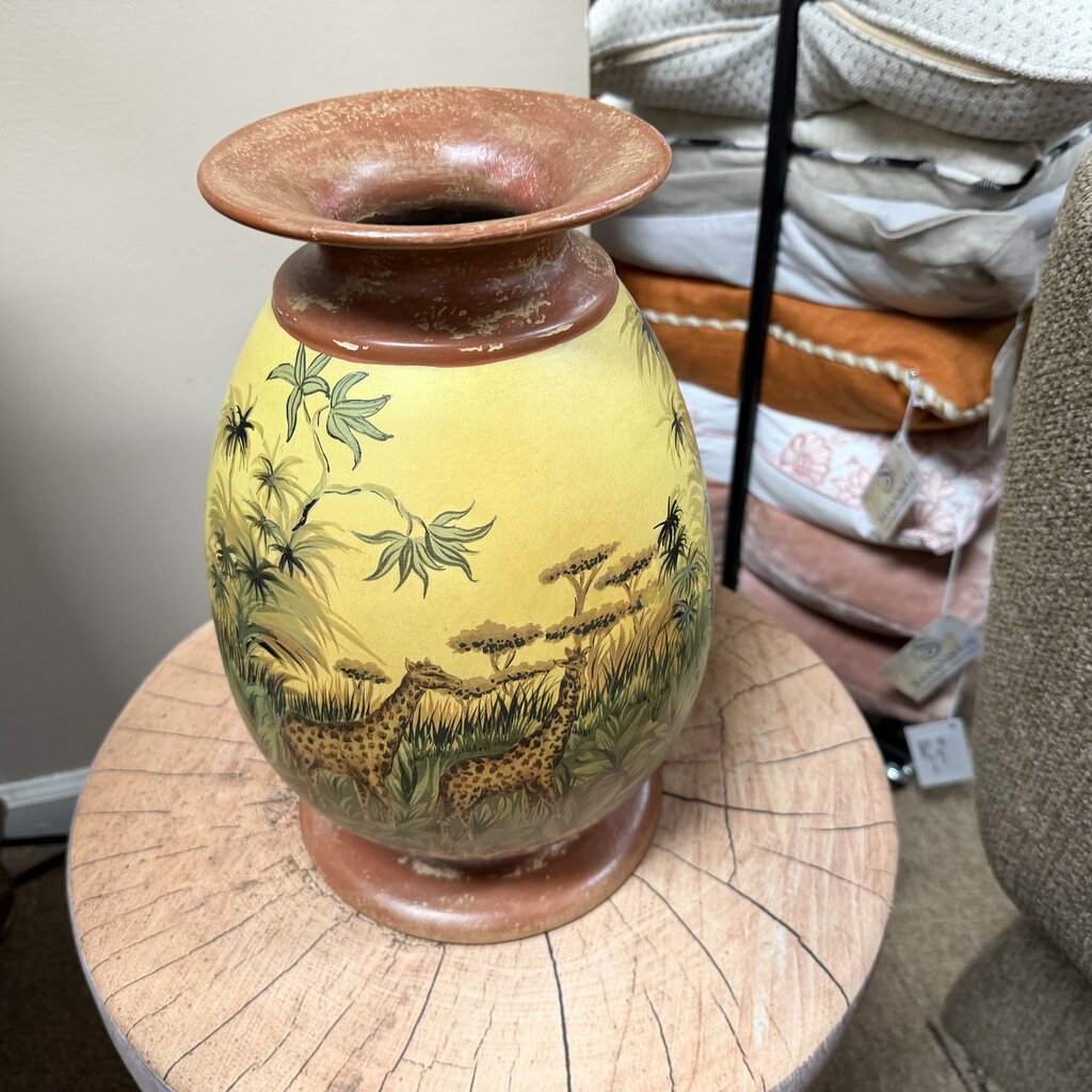 African Savanna Painted Terracotta Pot