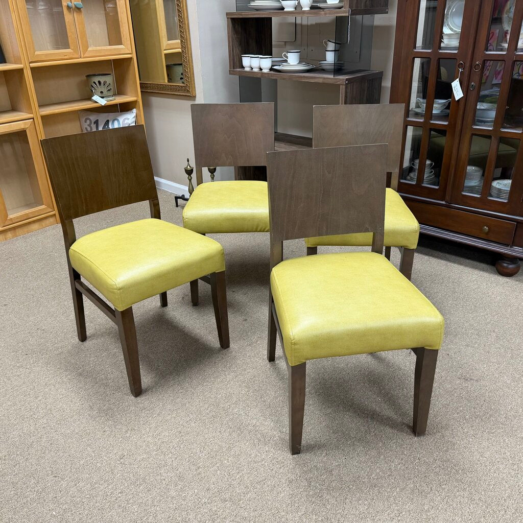 Set/4 Wood + Upholstered Dining Chairs
