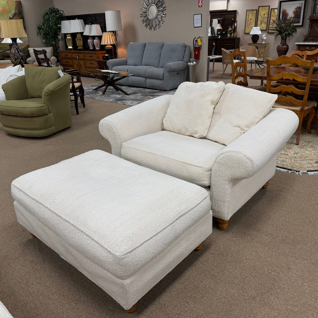Chenille Snuggle Chair + Ottoman