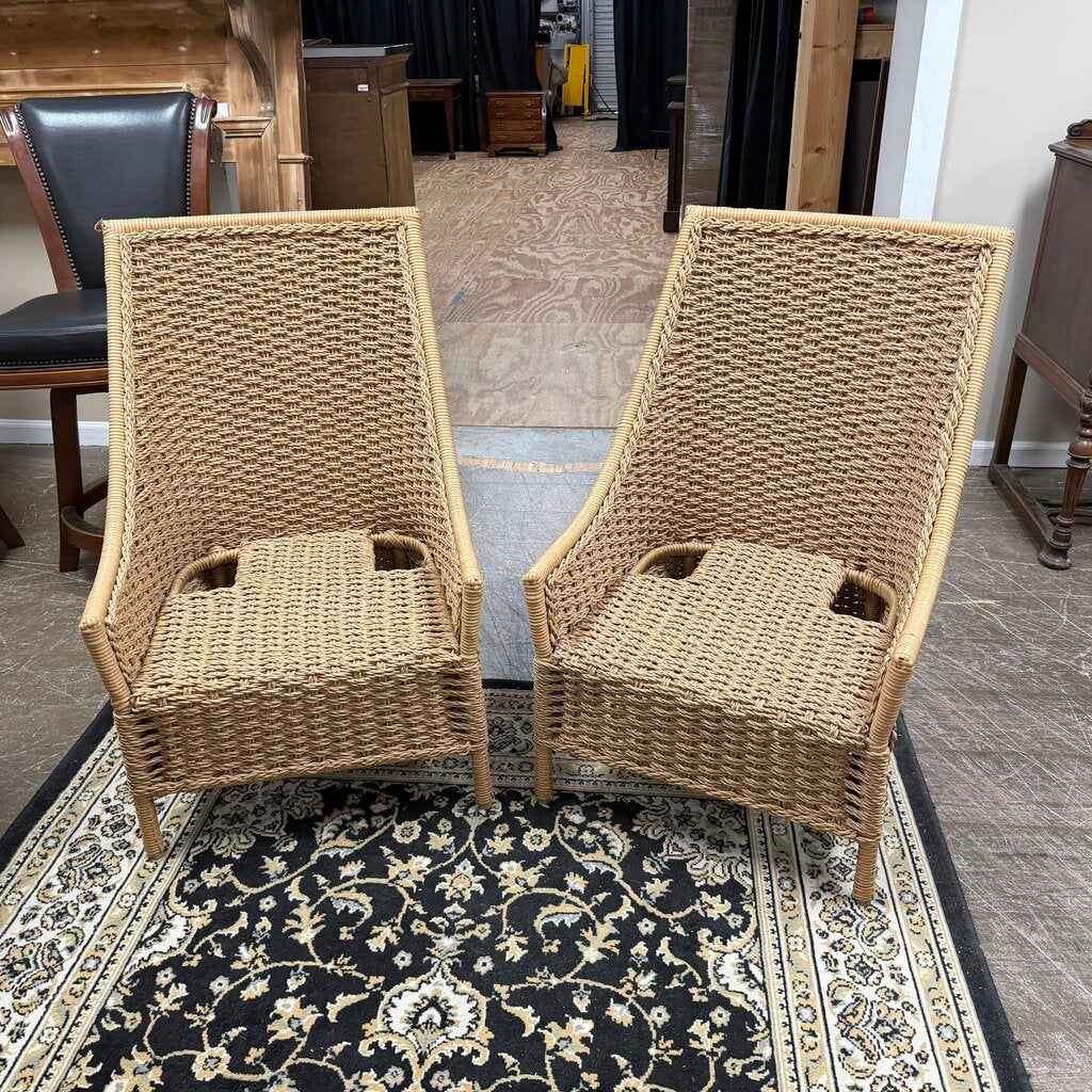 Pair Rope Wicker Chairs