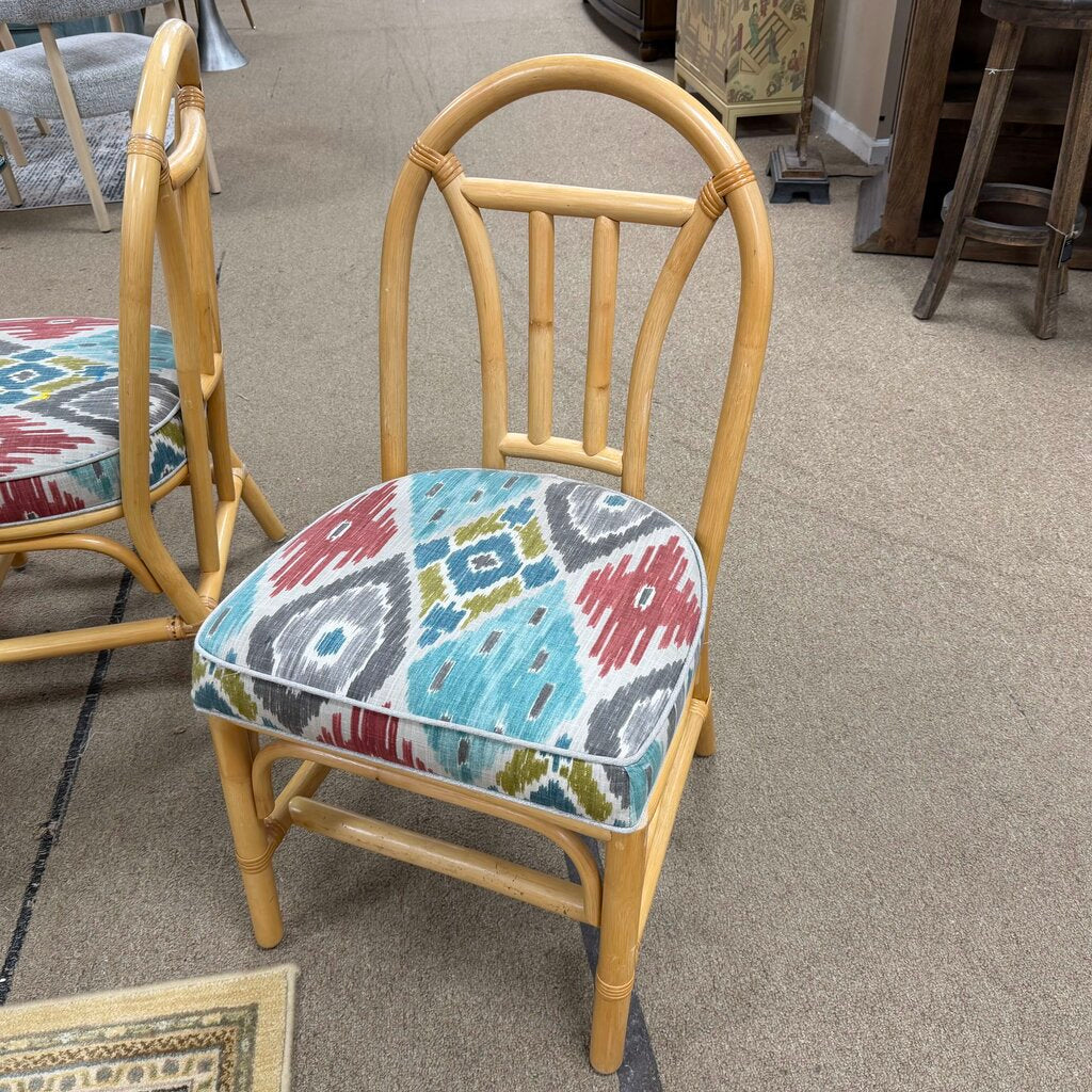 Glass Top Rattan Dining Table + 5 Chairs