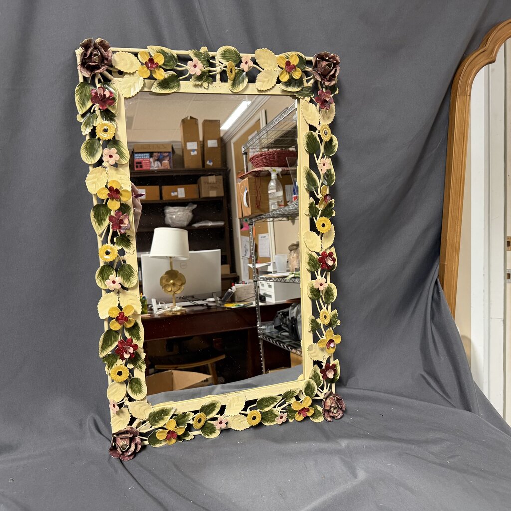 Pastel Metal Flowered Mirror