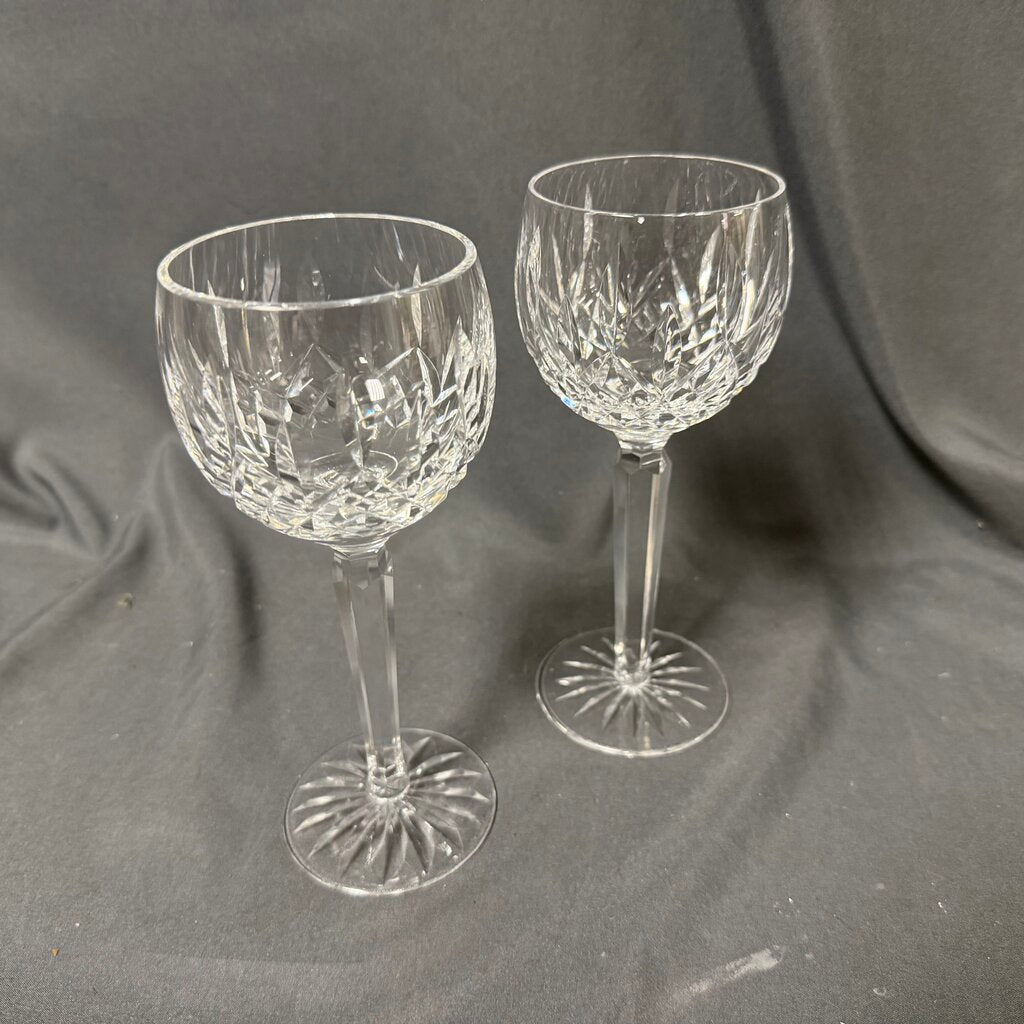 Pair Lismore Crystal Hock Wine Glasses
