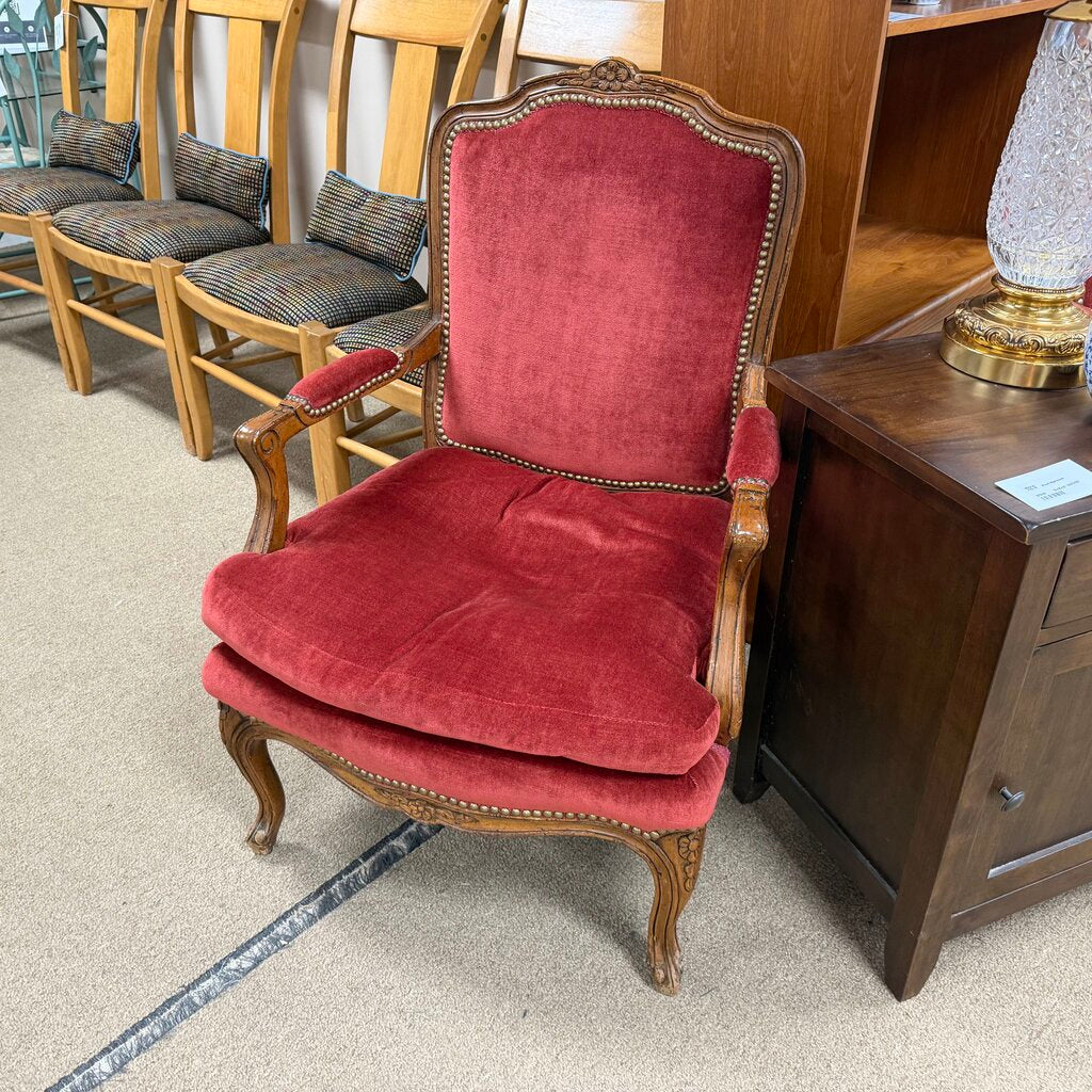 Pair Velvet Bergere Chairs