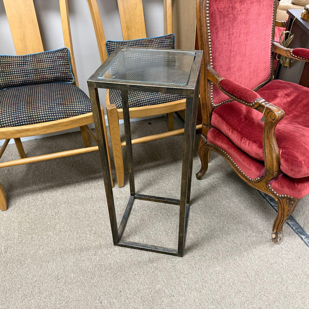 Glass Top Metal Plant Stand