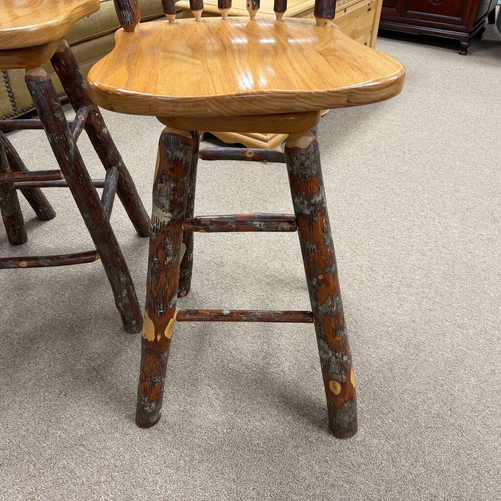 Set/3 Rustic Log Bar Stools