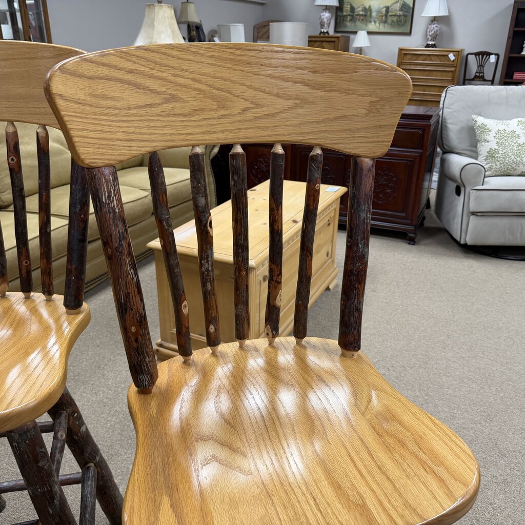 Set/3 Rustic Log Bar Stools