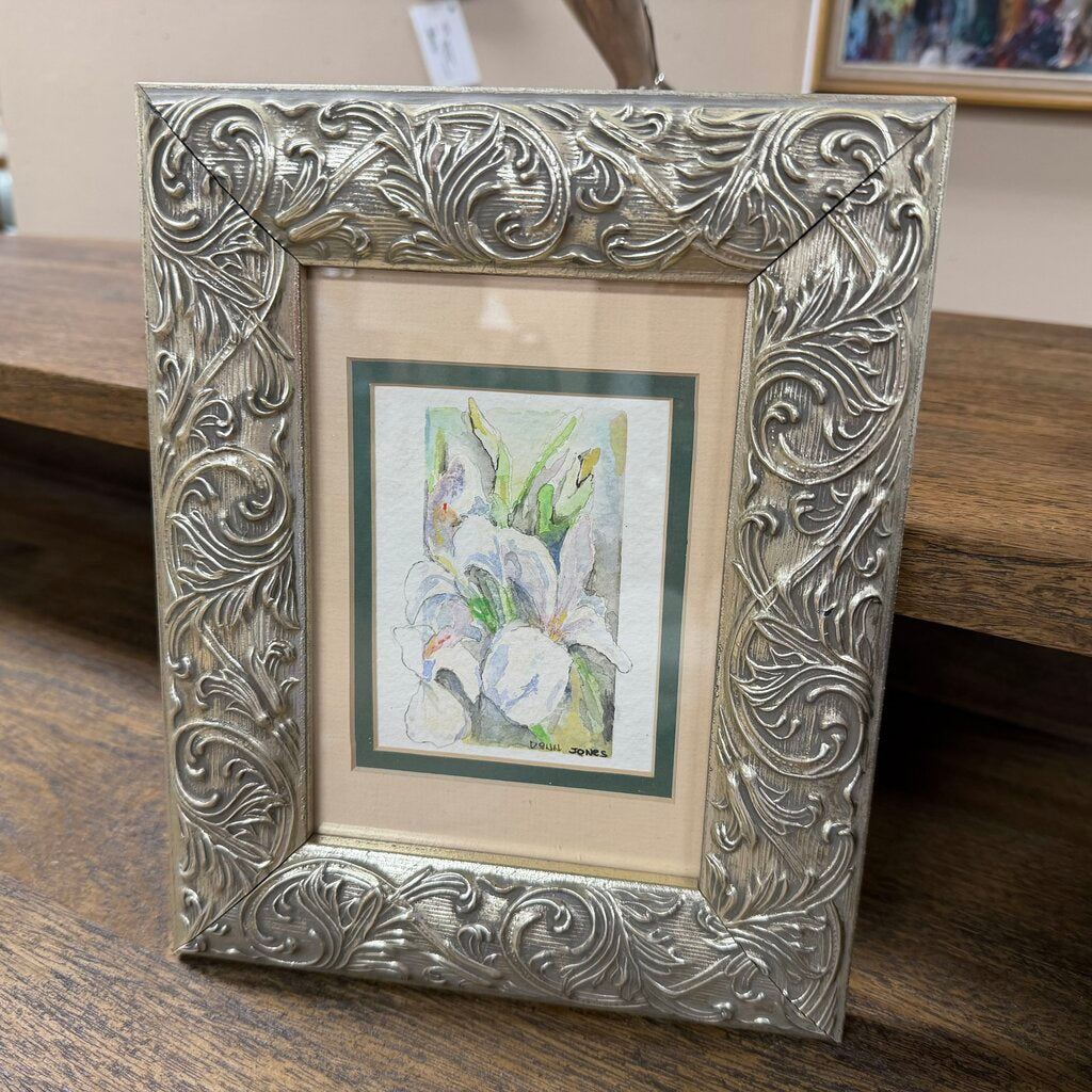 Watercolor Iris in Silver Frame