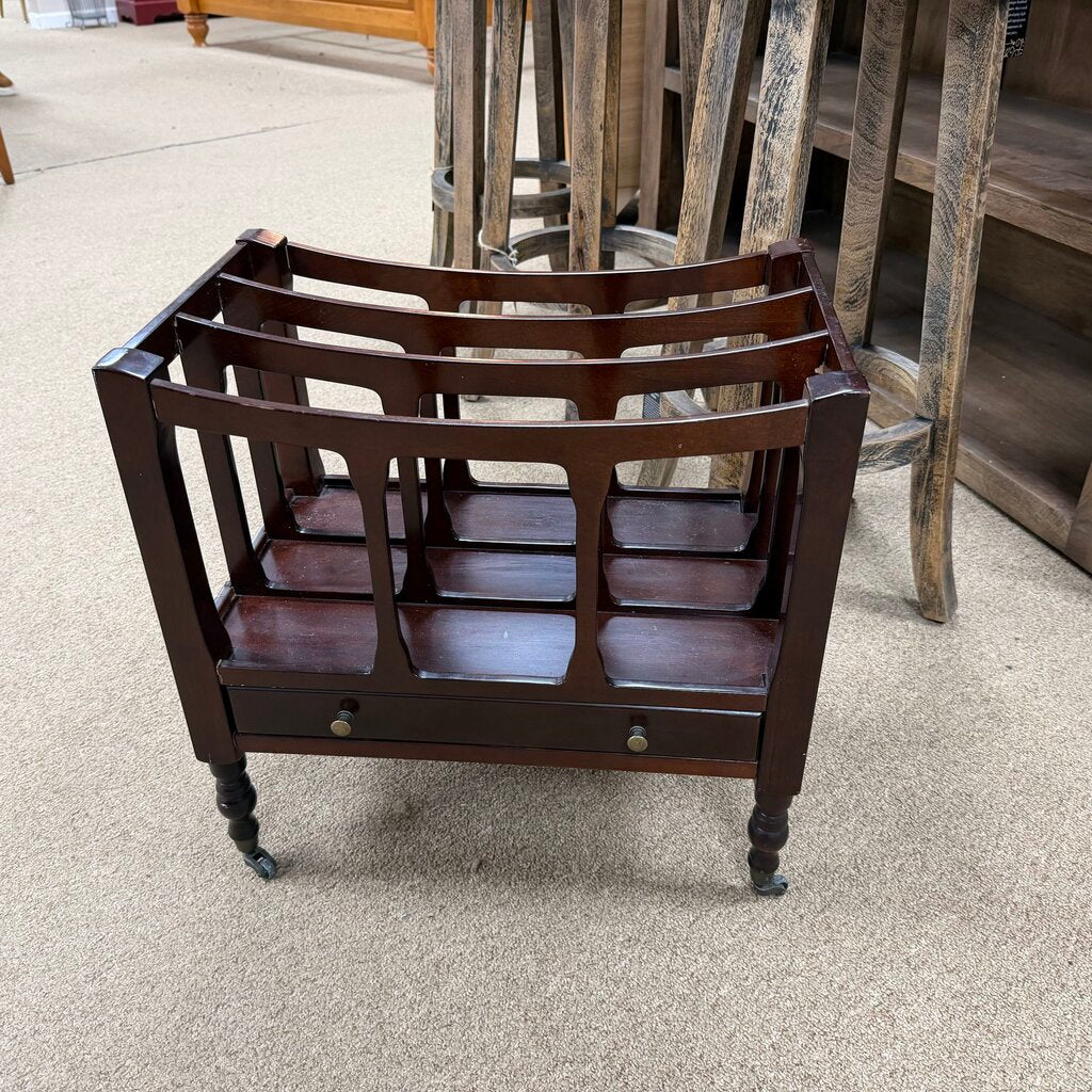 Vintage Wheeled Magazine Rack