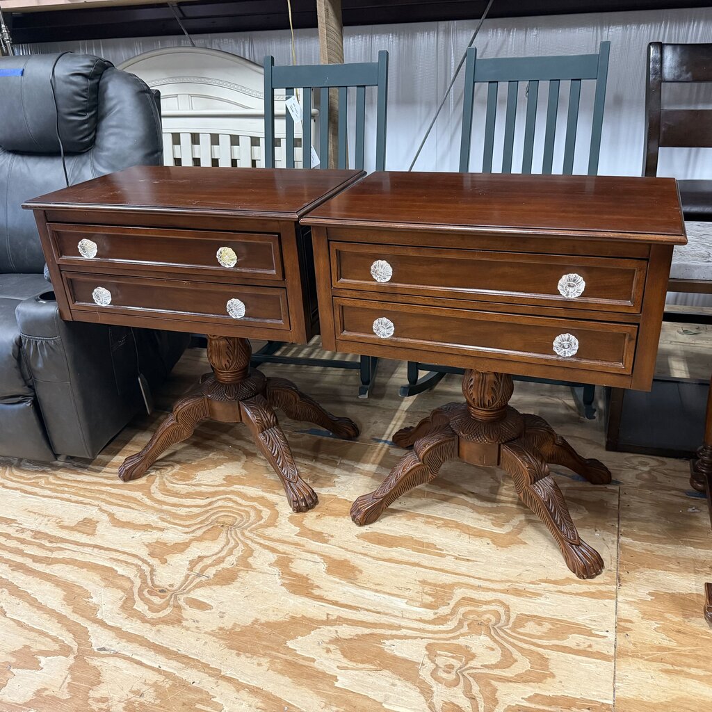Pair Martha Stewart 2-Dr Clawfoot Nightstands