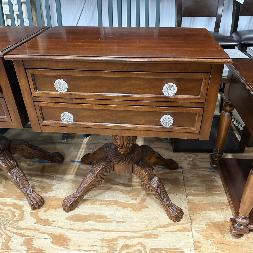 Pair Martha Stewart 2-Dr Clawfoot Nightstands