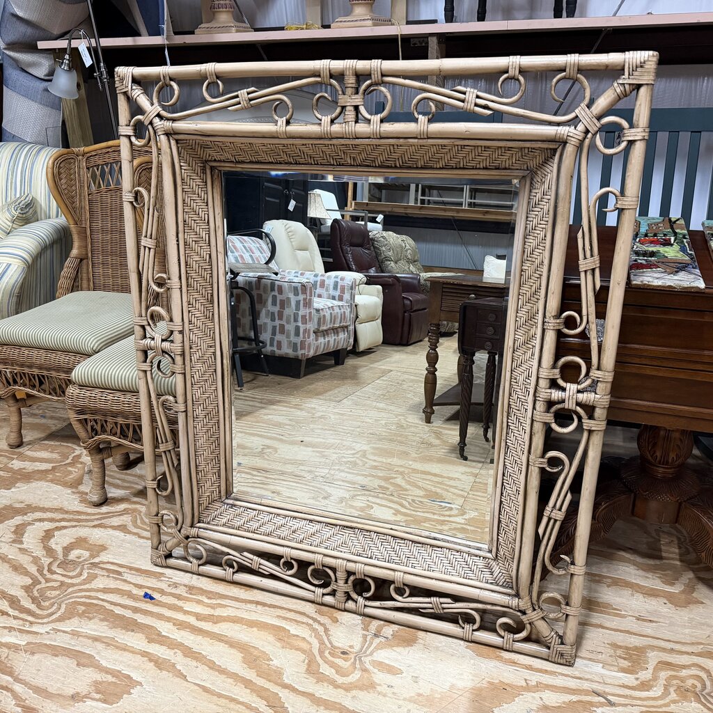 Large Rattan Framed Mirror