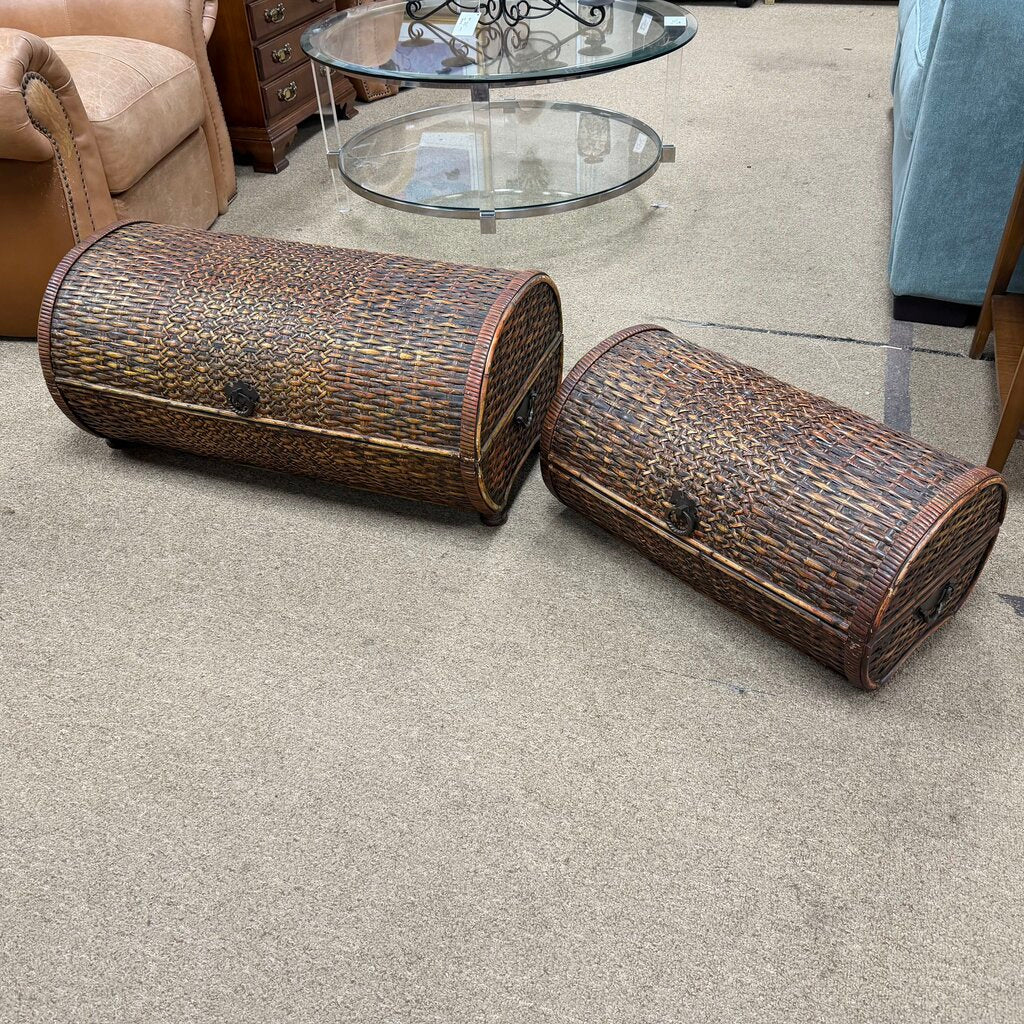 Pair Nesting Wicker Storage Chests
