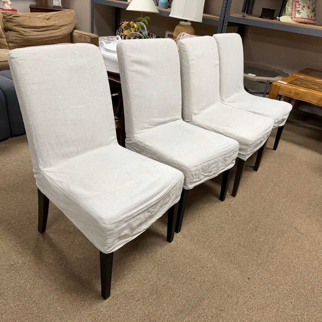 Set/4 Slipcovered Parsons Chairs