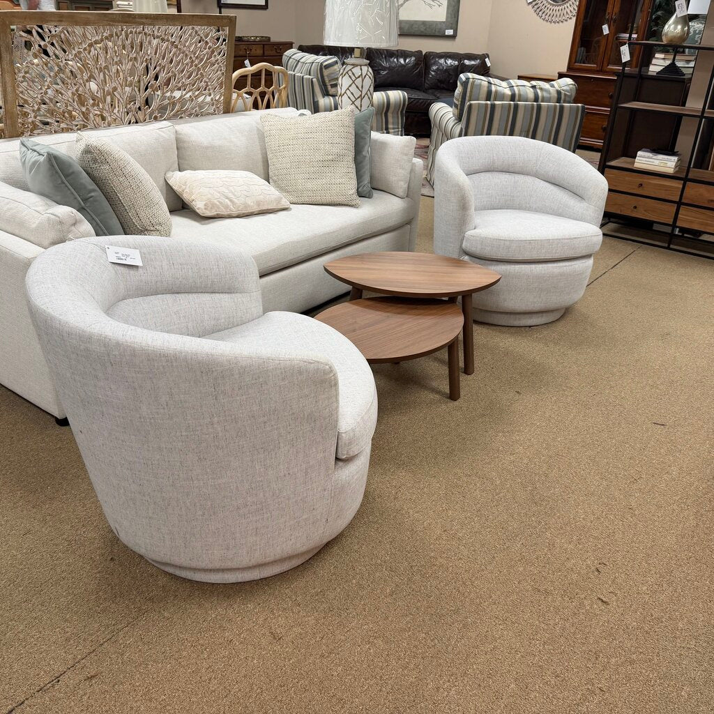 Pair Swivel Barrel Chairs