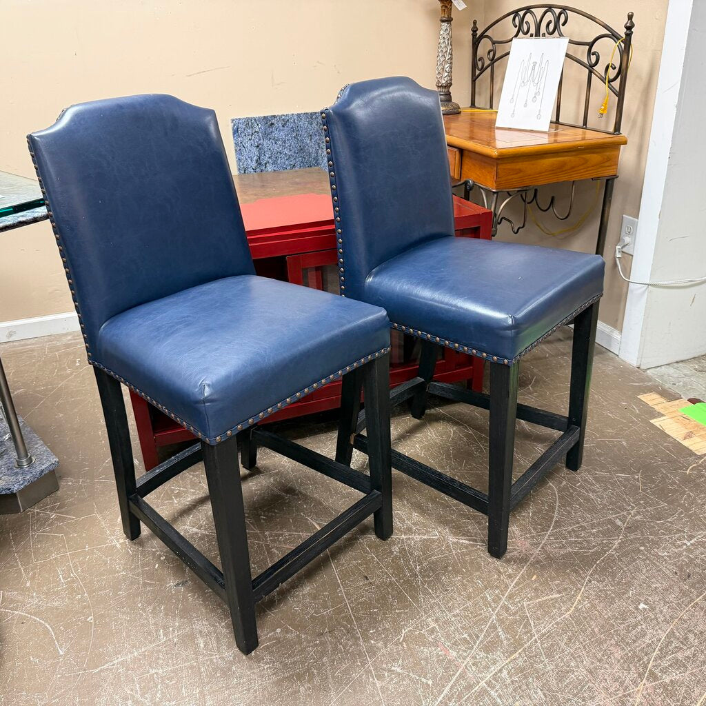 Pair Faux Leather Bar Stools