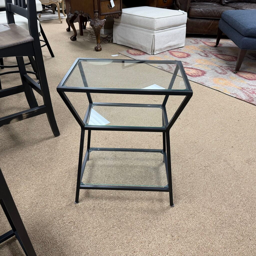 Metal + Glass 3-Shelf Accent Table