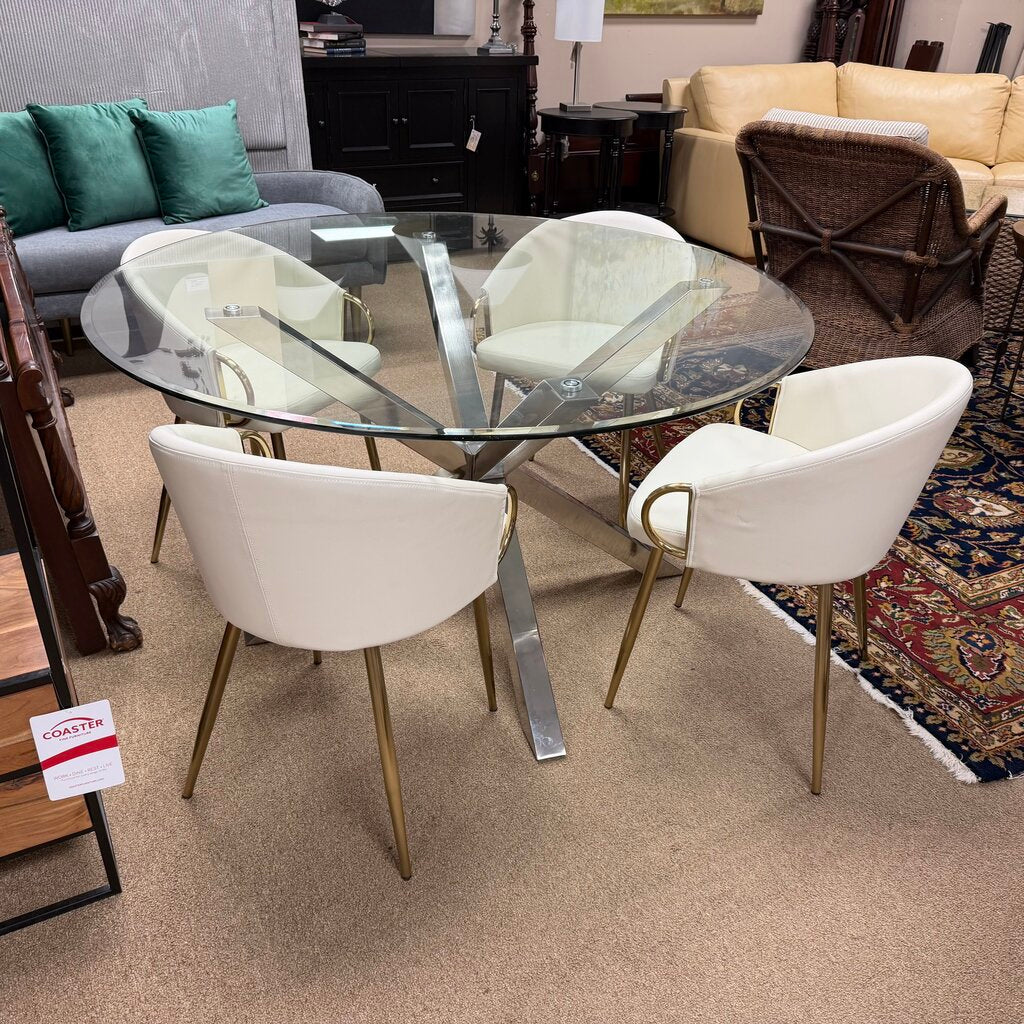 Set/4 Faux Leather Chairs w/Metal Base