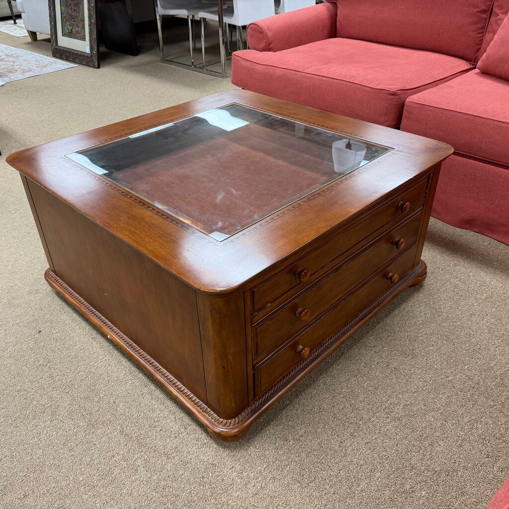 Large Display Top Coffee Table w/Drawers