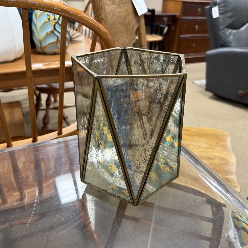 Glass + Metal Geometric Vase