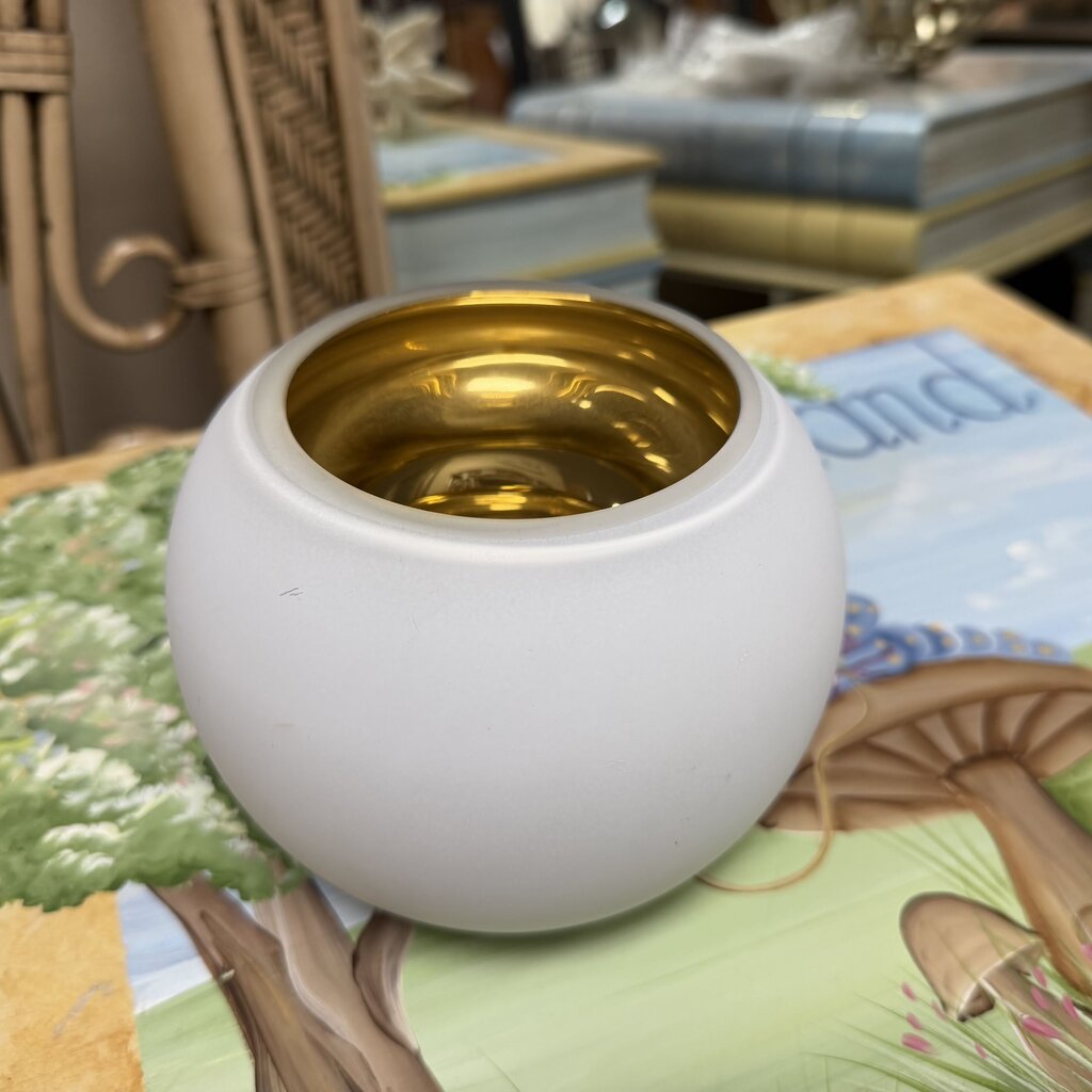 Gold + White Round Vase