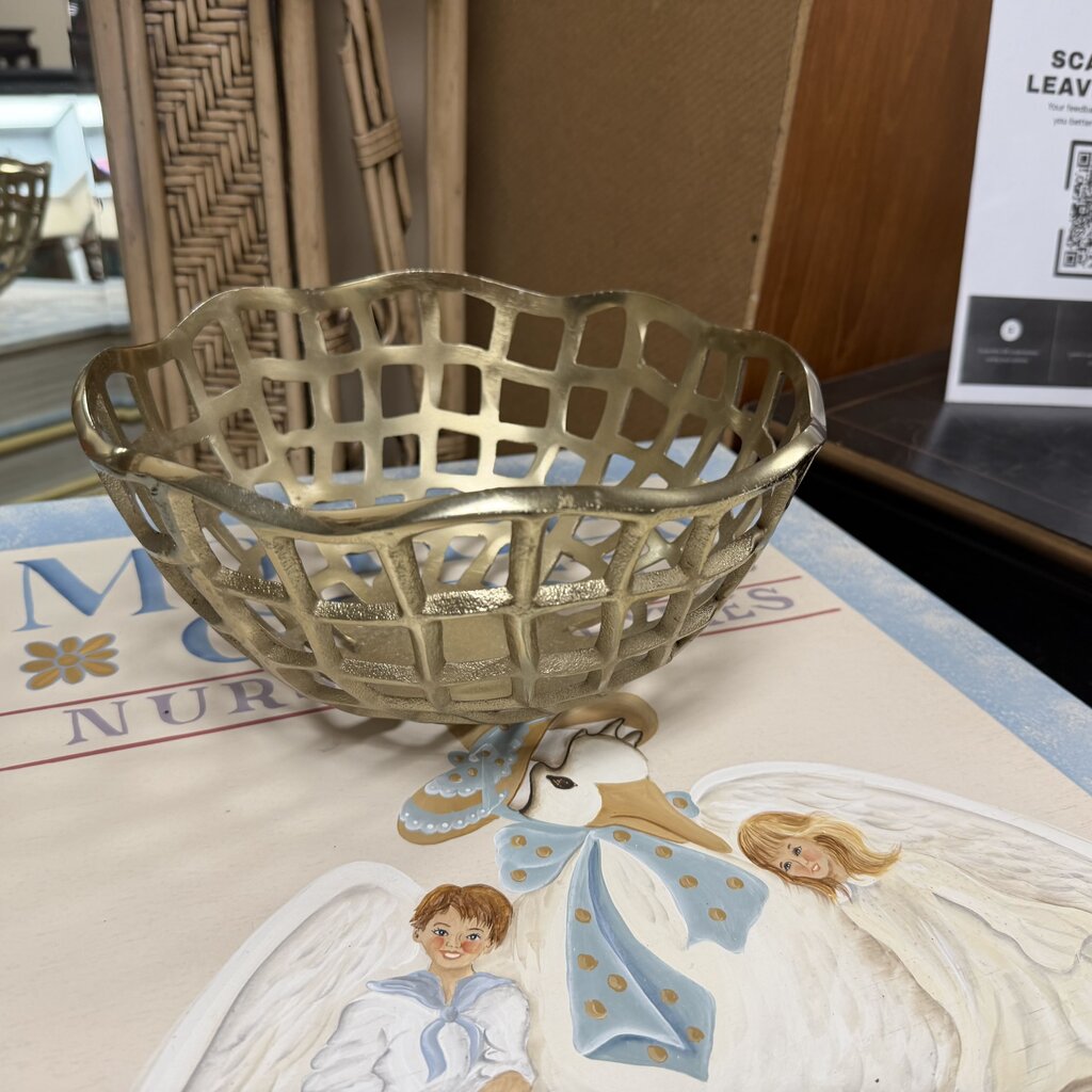 Gold Lattice Metal Bowl