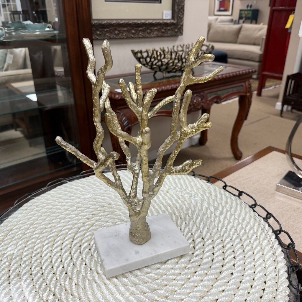 Gold Metal Coral on Marble Base