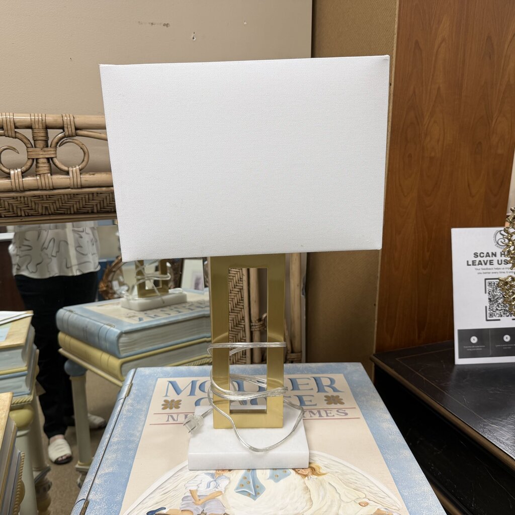Gold Metal Lamp on Marble Base