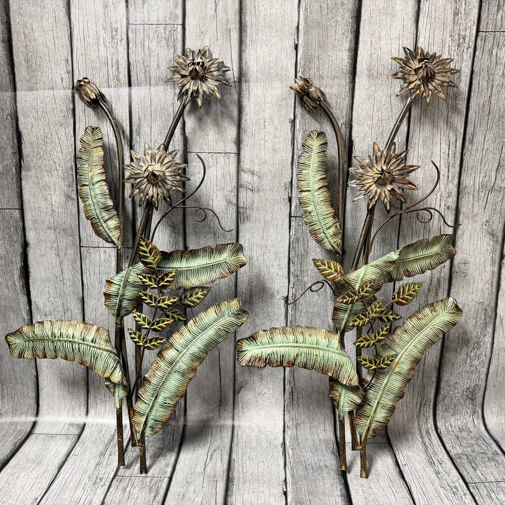 Pair Metal Floral Wall Decor