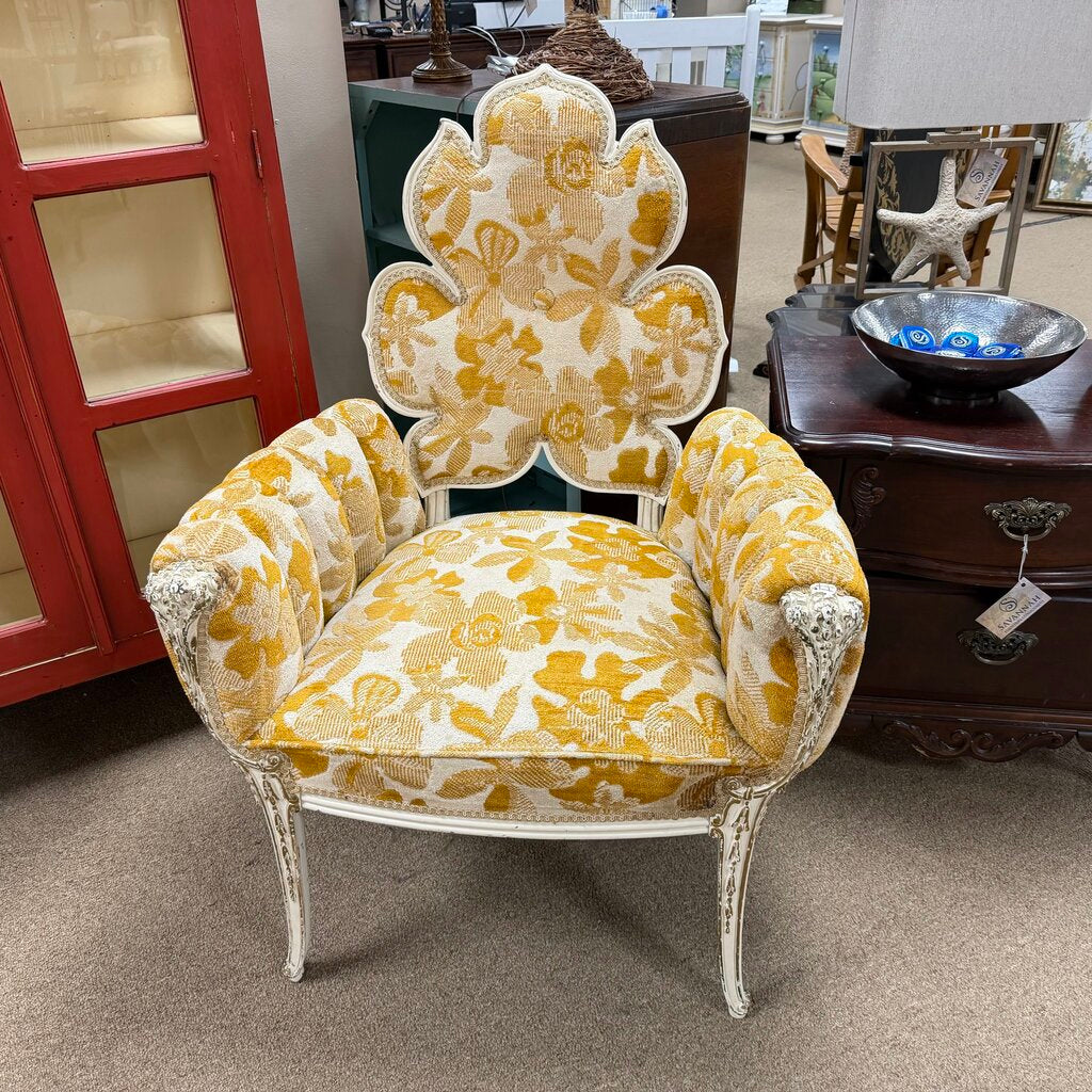 Pair 1940s Flower Back Armchairs