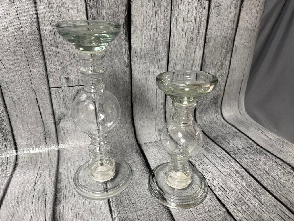 Pair Glass Candleholders