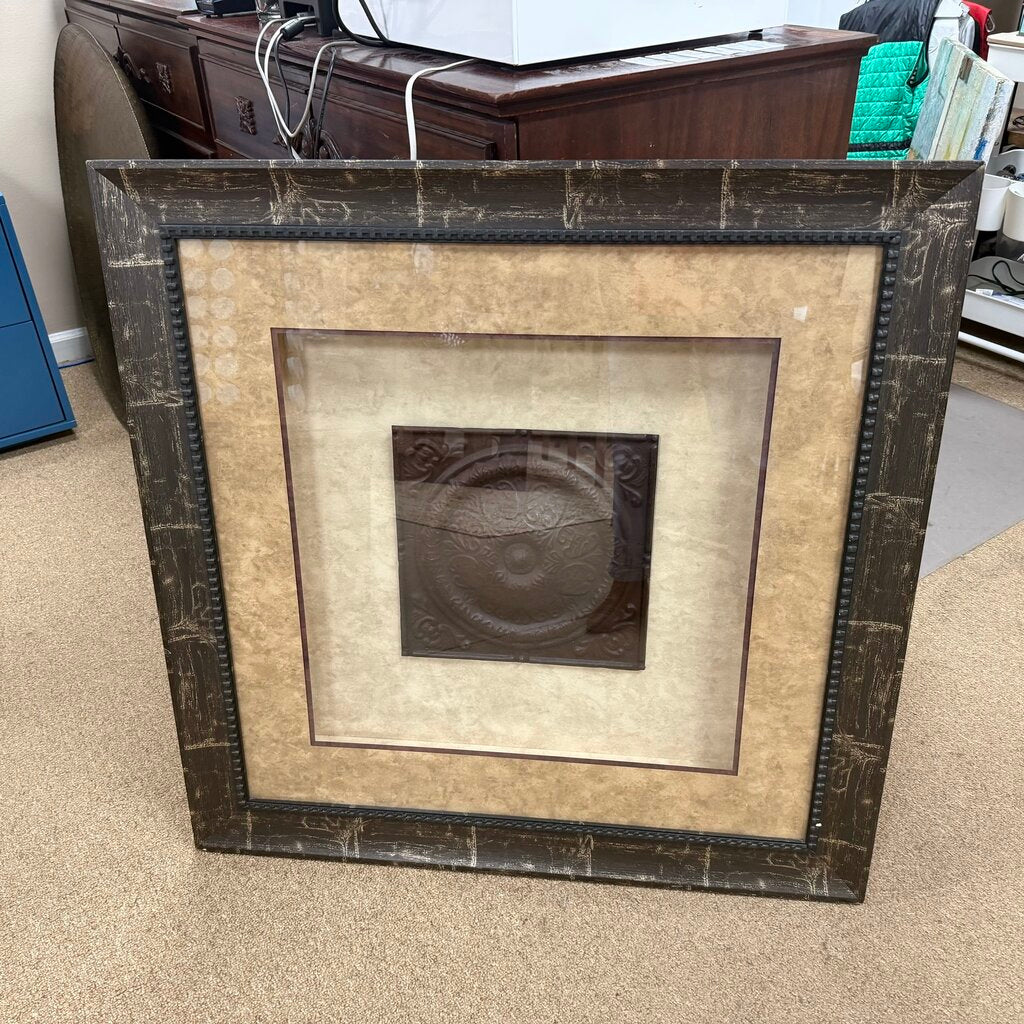 Framed Architectural Element - Medallion Tin Plaque