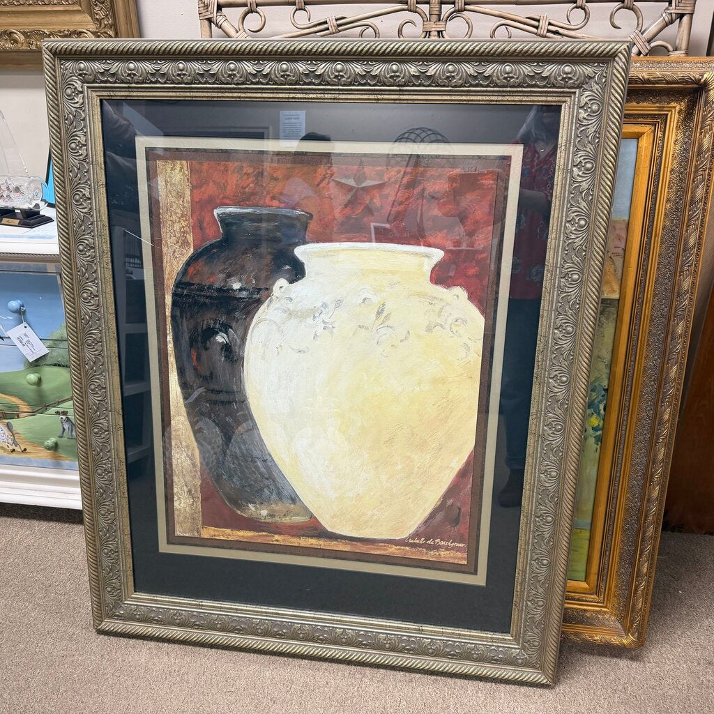 Large Framed Art - Black & White Urns