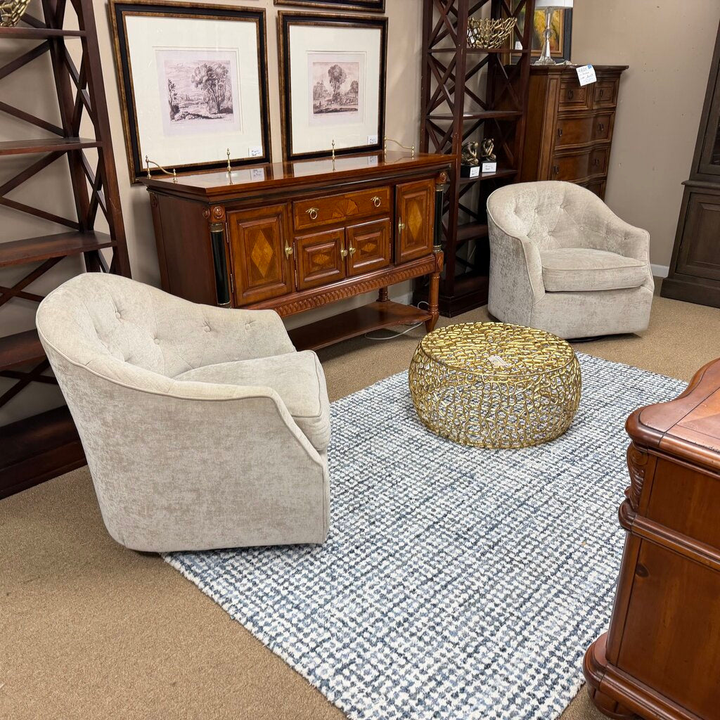 Pair Barrel Swivel Chairs