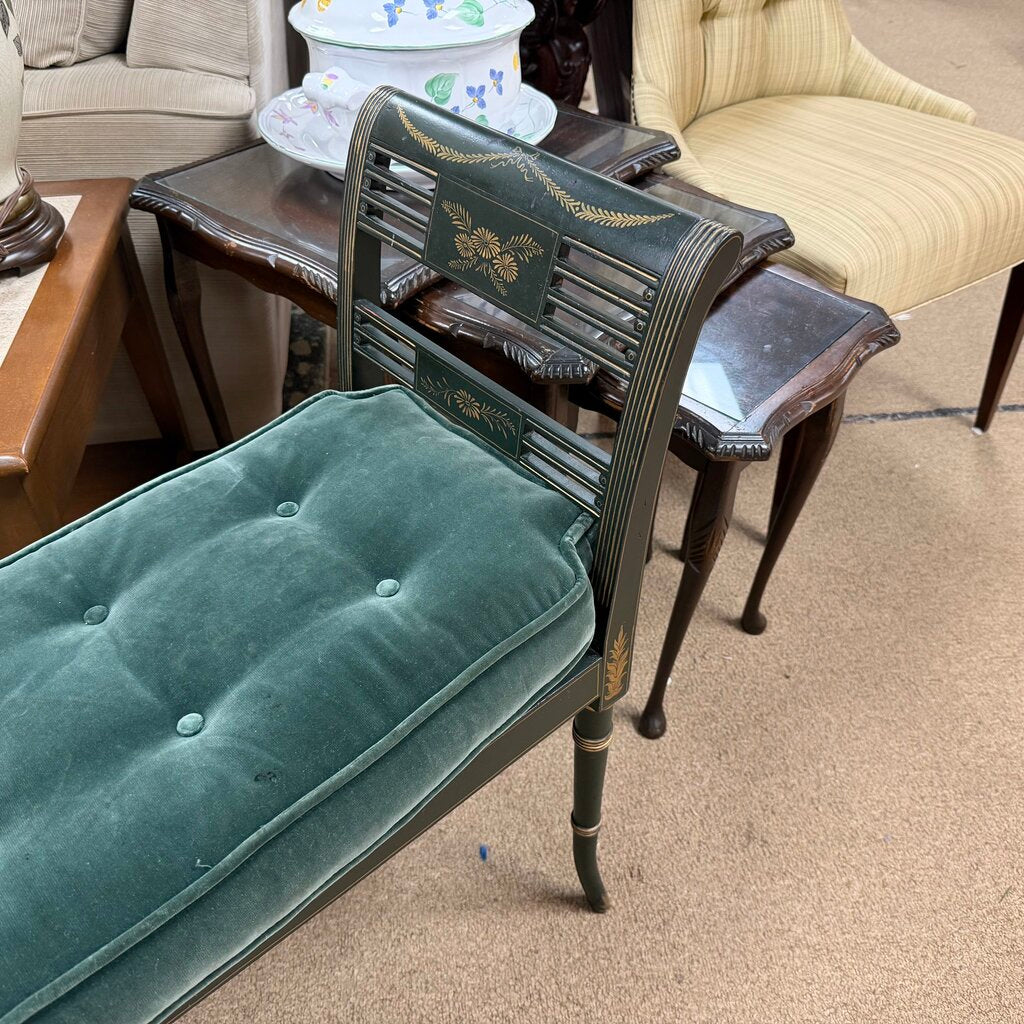 Vintage Regency Style Chinoiserie Window Seat Bench