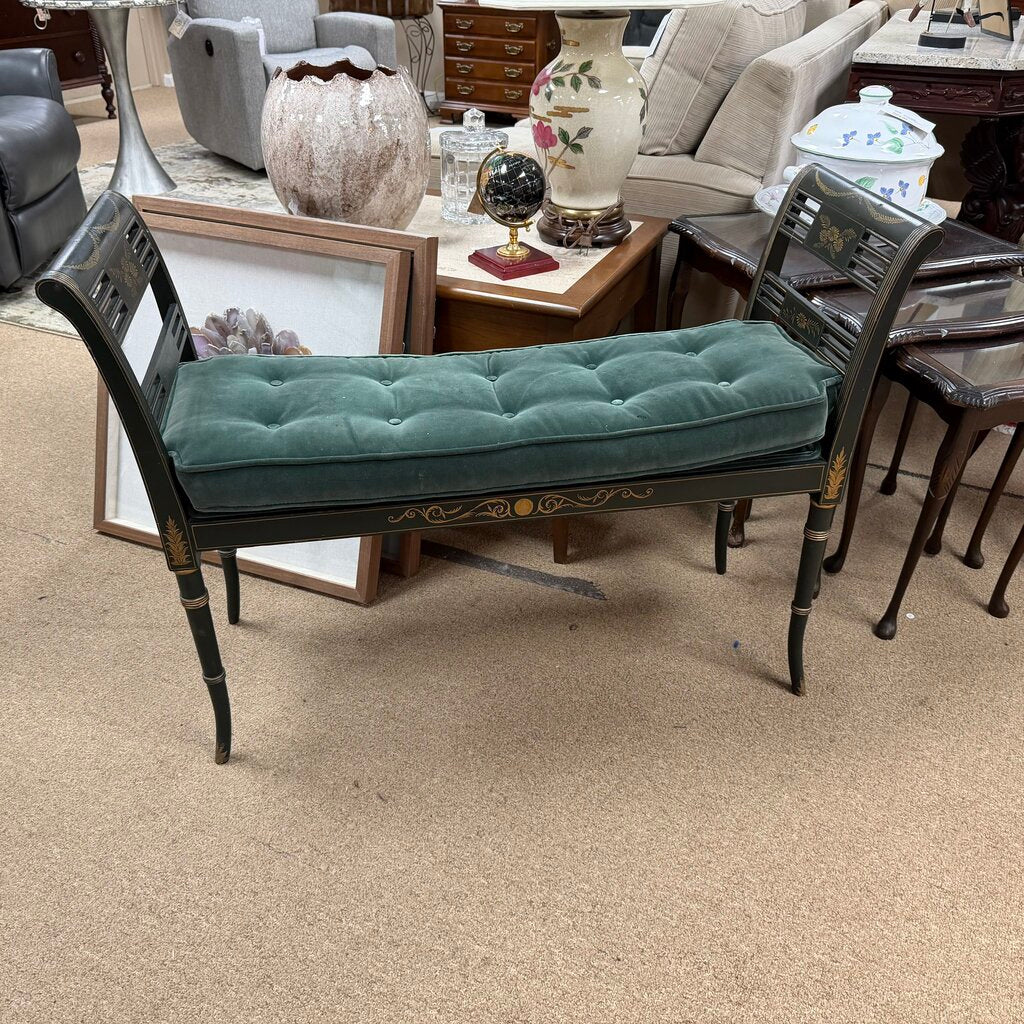 Vintage Regency Style Chinoiserie Window Seat Bench
