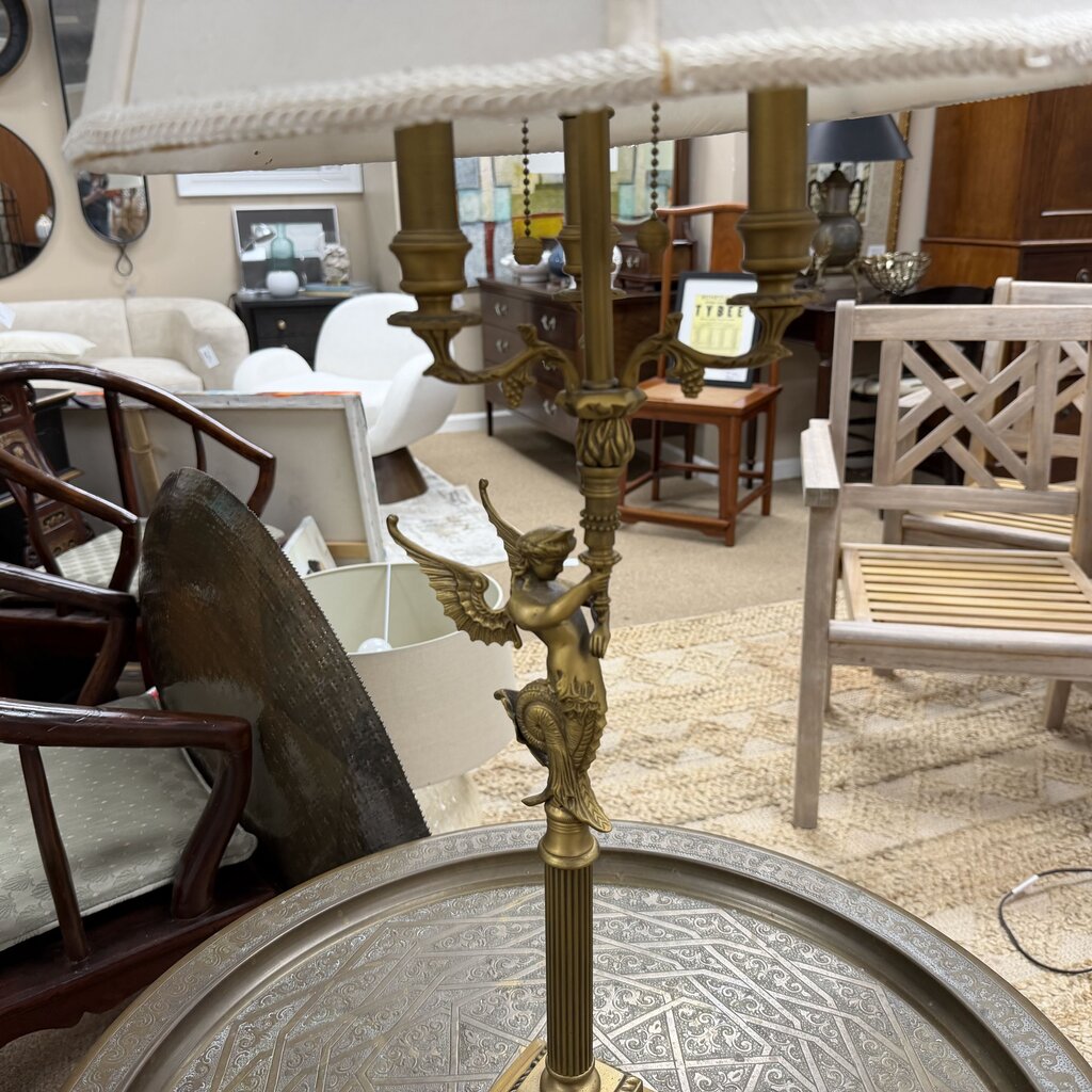 Vintage Brass Neoclassical Winged Mermaid Lamp