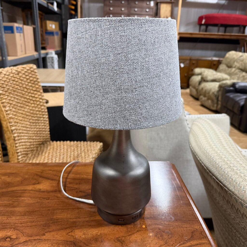 Silver Lamp w/USB Plug