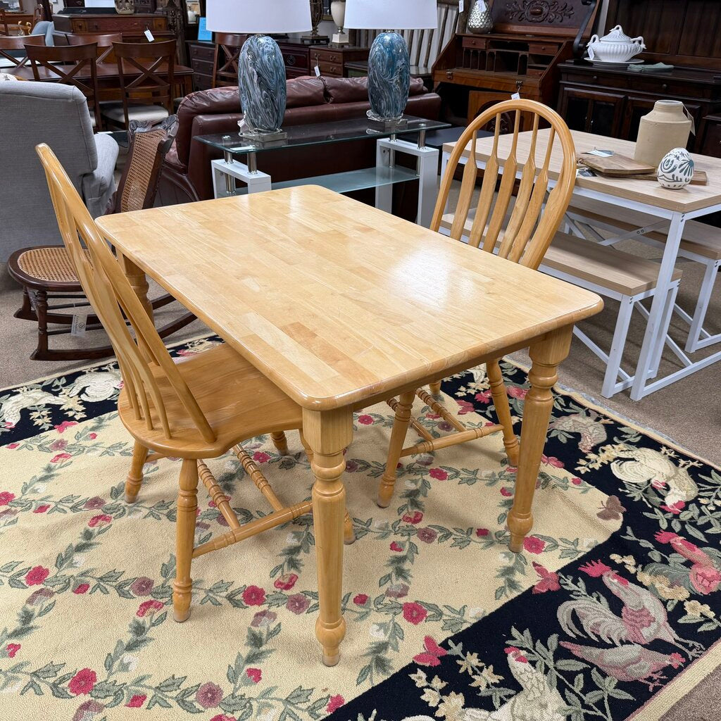 Oak Dining Table + 2 Chairs
