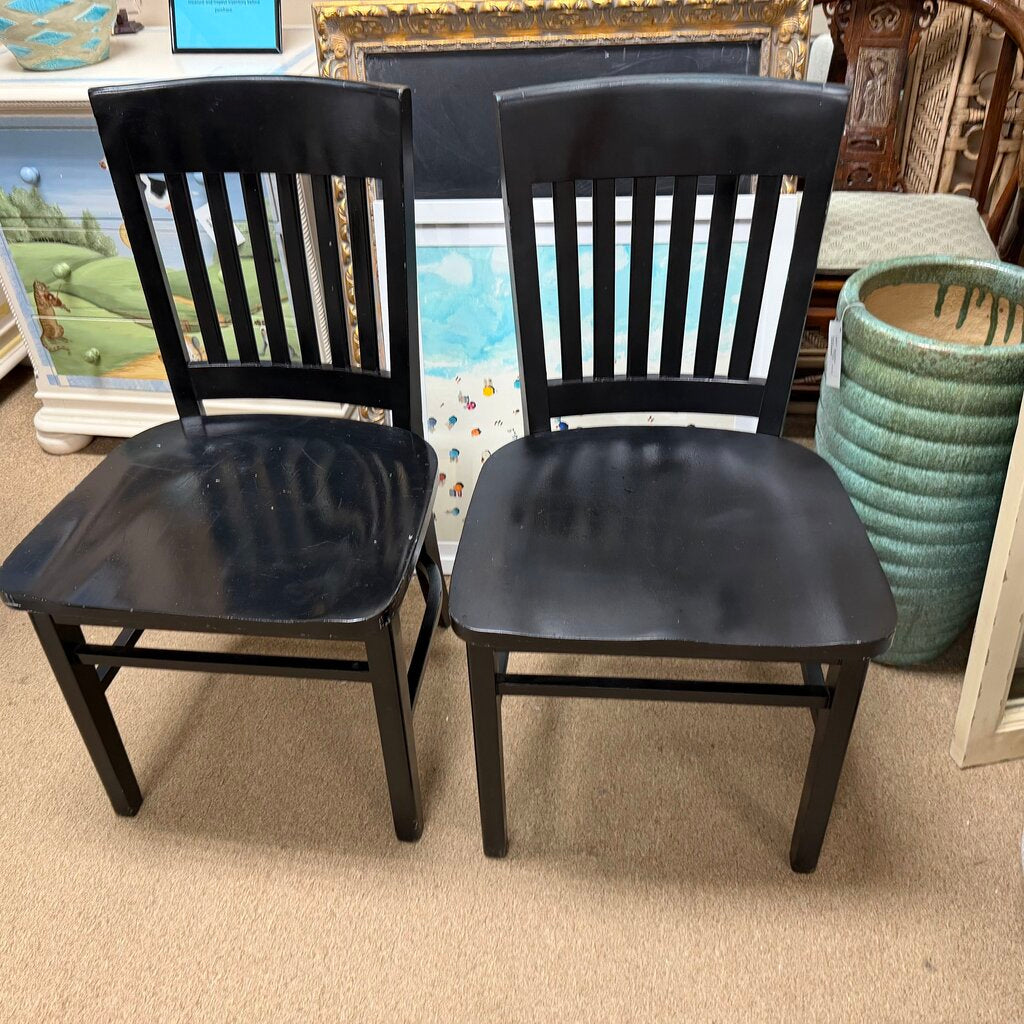 Pair Wood Dining Chairs
