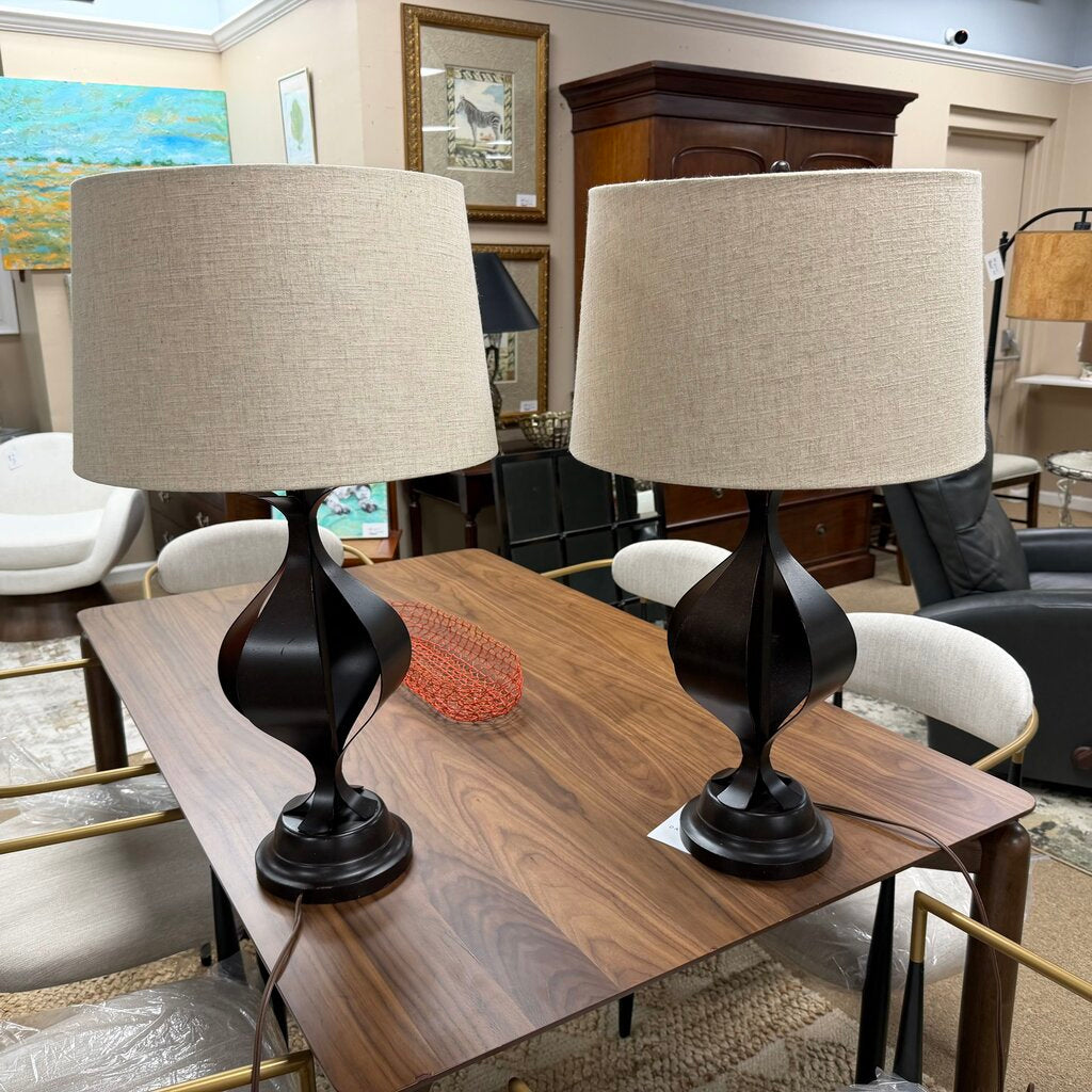 Pair Metal Lamps
