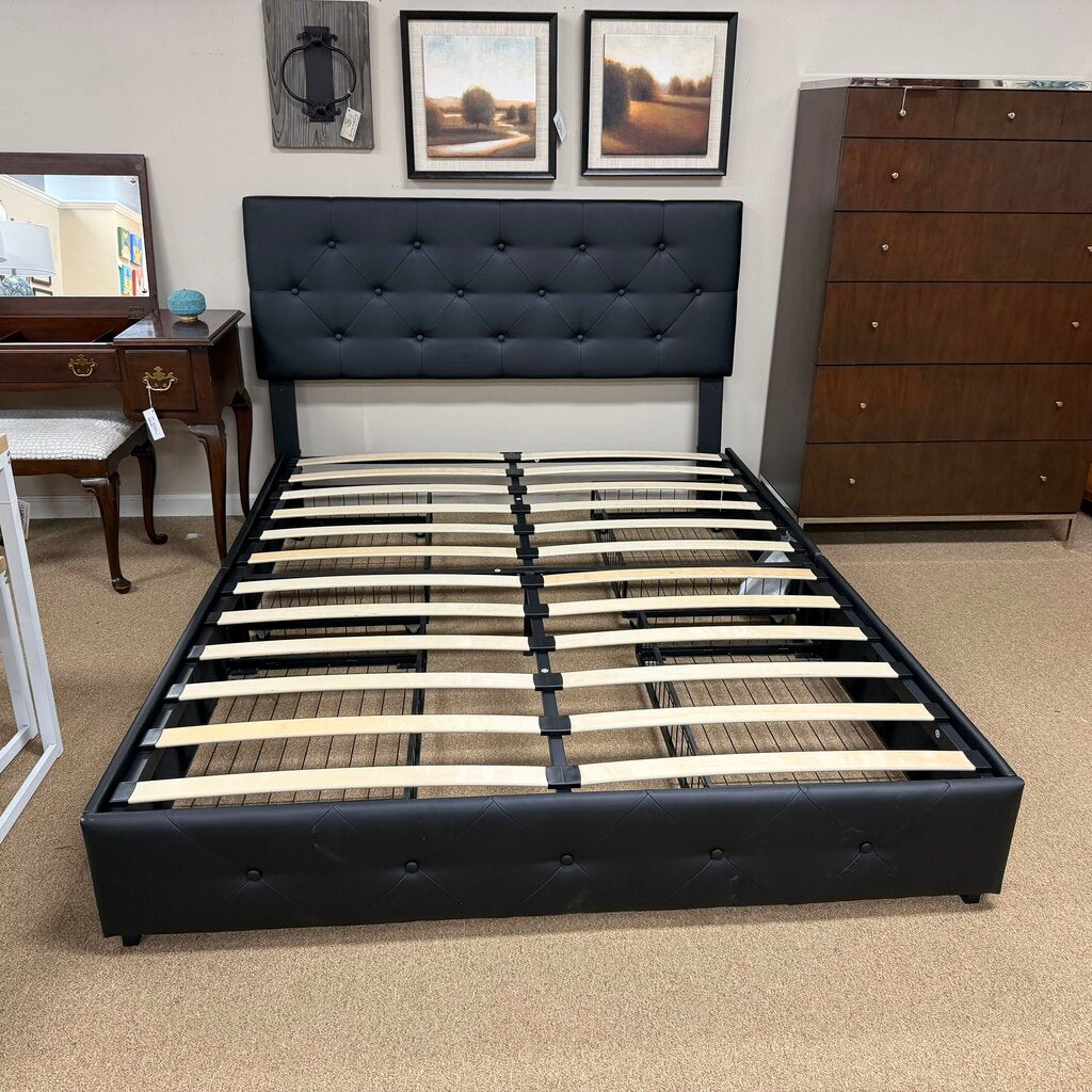 Faux Leather Bed w/Storage