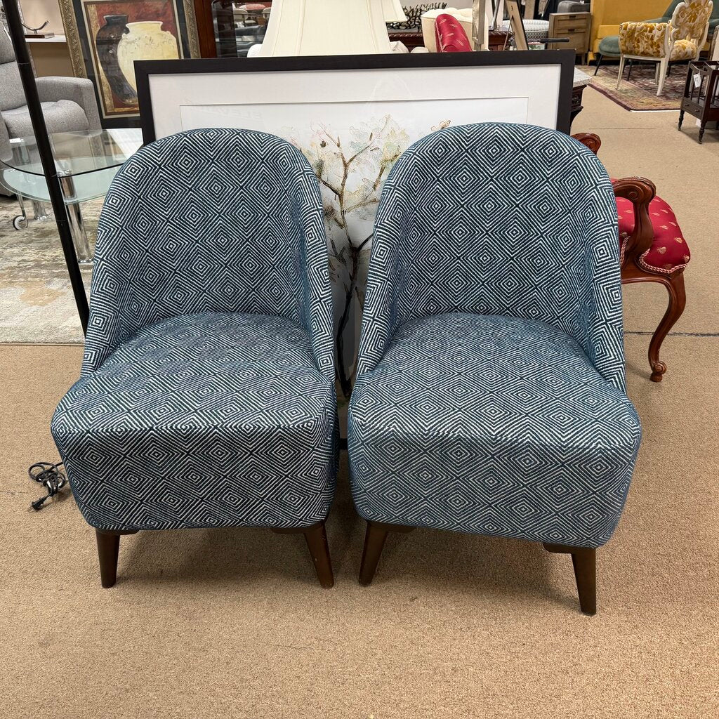 Pair Patterned Accent Chairs