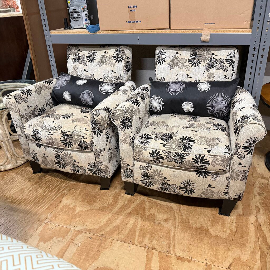 Pair Floral Accent Chairs