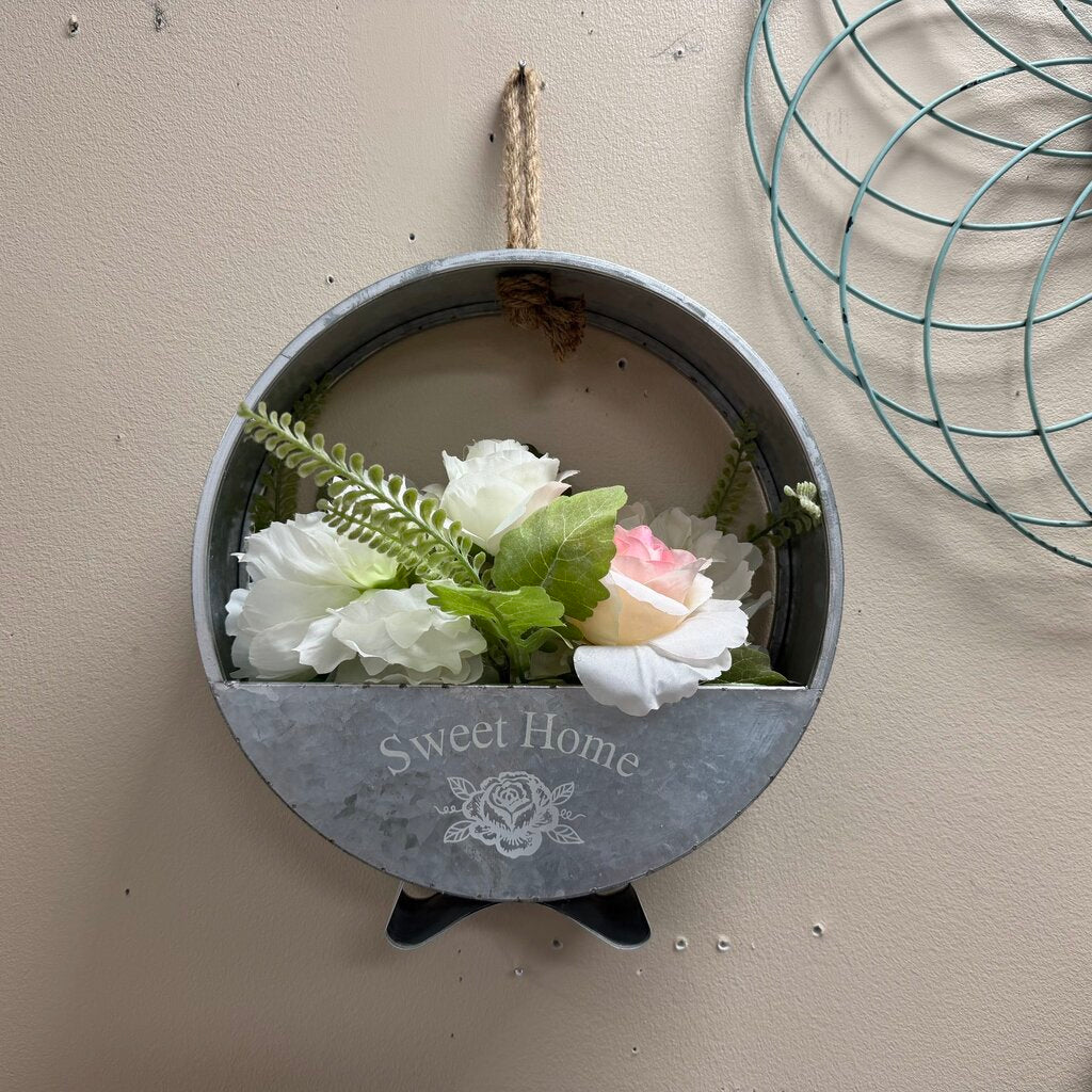 Floral Wall Decor in Metal Container