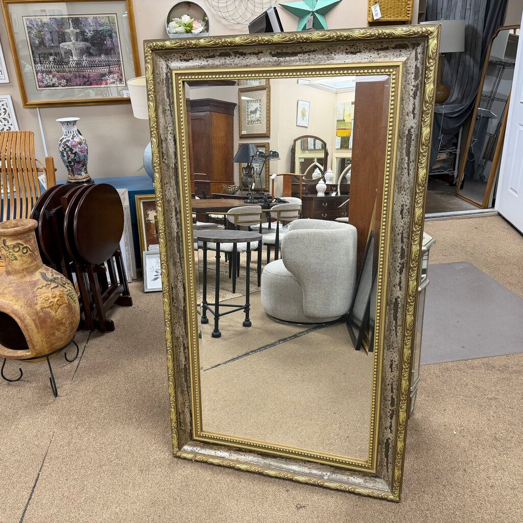 Large Gold + Green Distressed Mirror